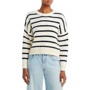 Frame cotton white and blue striped sweater